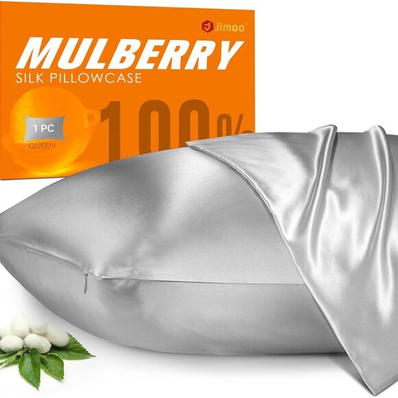 100% Mulberry Silk Pillowcase for Hair and Skin, 22 Momme Pure Natural Silk Pill - Picture 1 of 8
